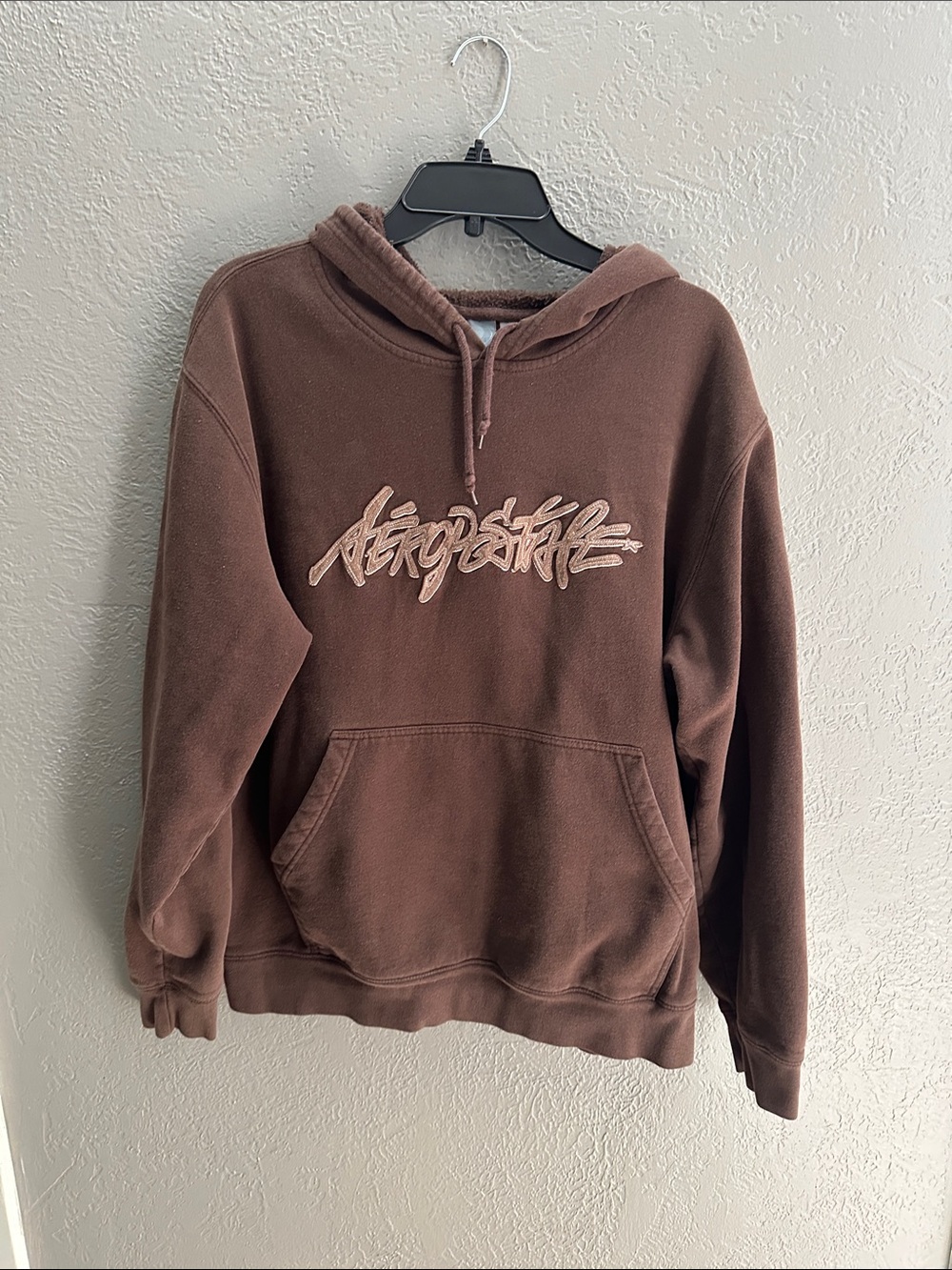 Aeropostale Brown Hooded Sweatshirt with Script Logo